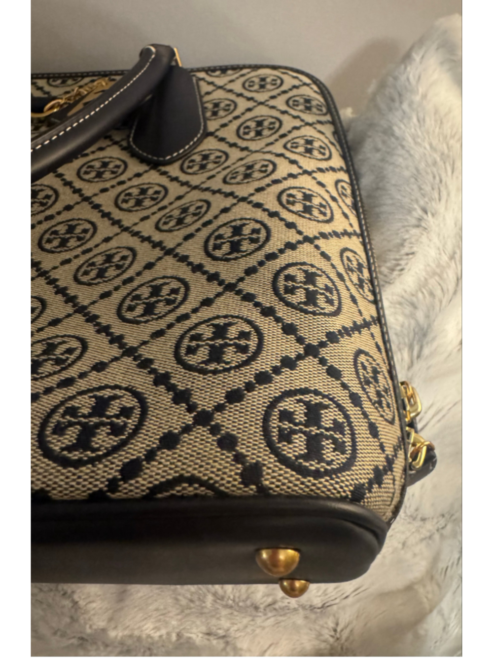 NWT Tory Burch T Monogram Swing Bag Navy Jacquard Top Handle Satchel - Picture 8 of 16